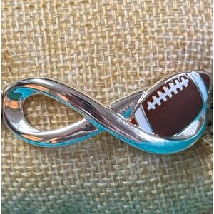 Silver Infinity Engraved Football Bracelet NEW